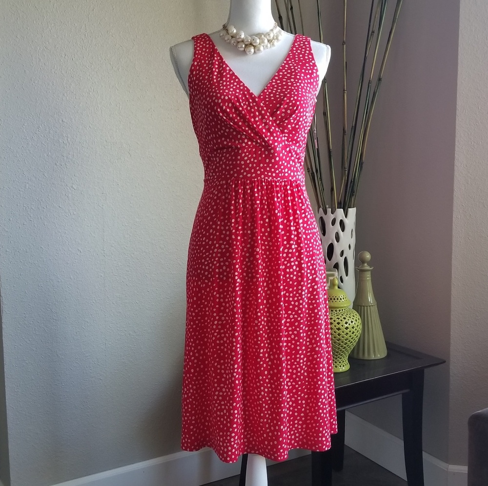 Chaps red polka dot dress